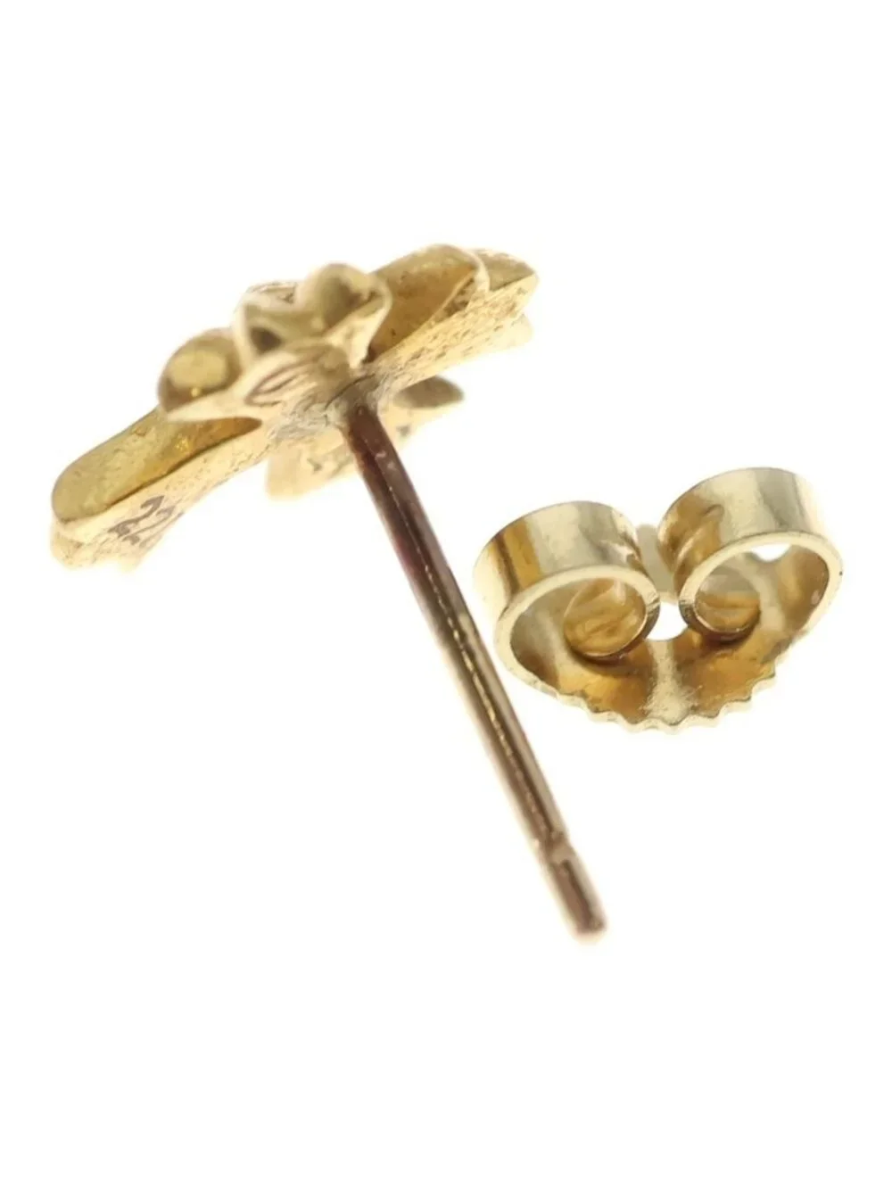 Chrome Hearts 22k No2 CH Crs CH Cross Stud Single Earring Gold